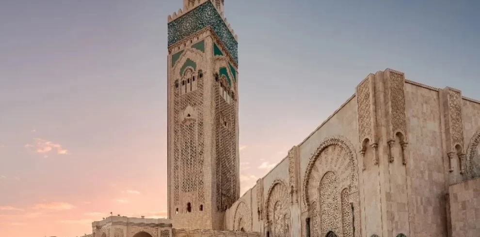 Morocco Packages Trips branding graphic showcasing services including vacation planning, tours, and travel insurance options.